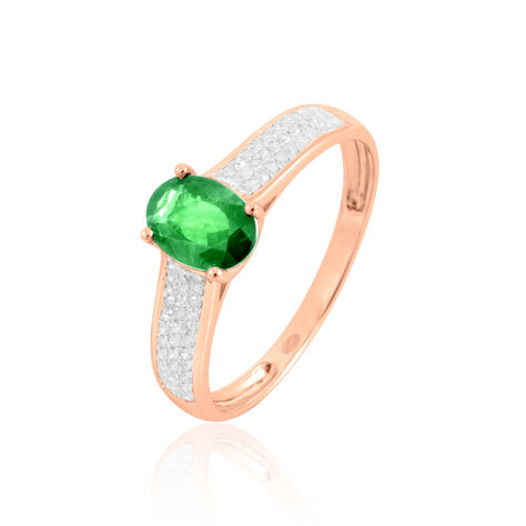 Bague Crista Or Rose Emeraude Et Diamant - Bagues solitaires Femme | Histoire d’Or