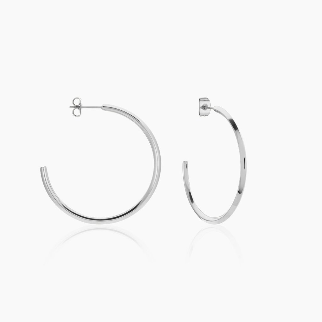Créoles Tahaa Acier Blanc - Boucles d'oreilles créoles Femme | Histoire d’Or