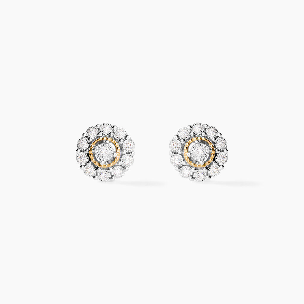 Boucles D'oreilles Puces Charletta Or Jaune Diamant - Clous d'oreilles Femme | Histoire d&rsquo;Or