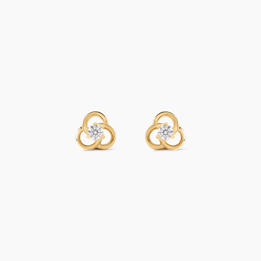 Boucles D'Oreilles Puces Elliott Argent Dor&eacute; A L'Or 750/1000 Oxyde De Zirconium - Boucles d'oreilles fantaisie Femme | Histoire d&rsquo;Or
