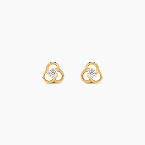Boucles D'Oreilles Puces Elliott Argent Dor&eacute; A L'Or 750/1000 Oxyde De Zirconium - Boucles d'oreilles fantaisie Femme | Histoire d&rsquo;Or