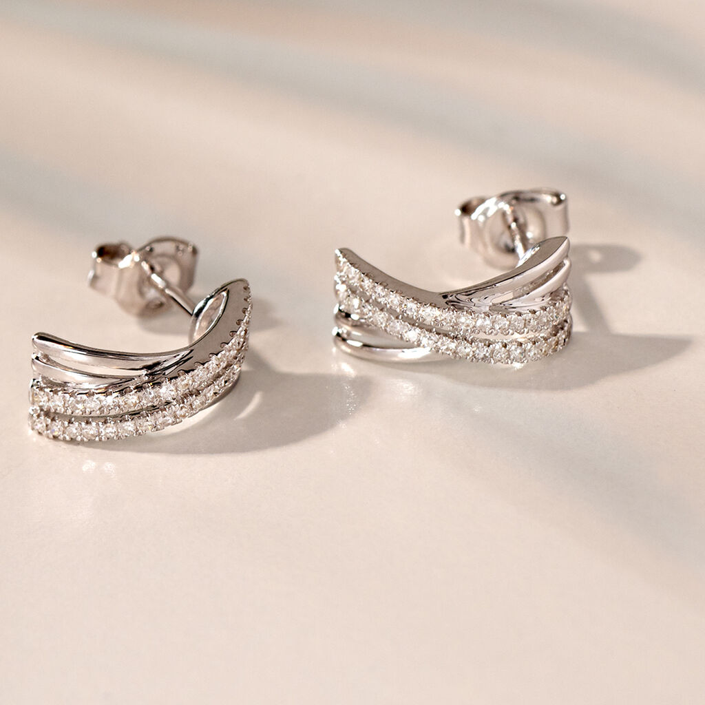 Boucles D'oreilles Puces Julianne Or Blanc Diamant - Clous d'oreilles Femme | Histoire d’Or