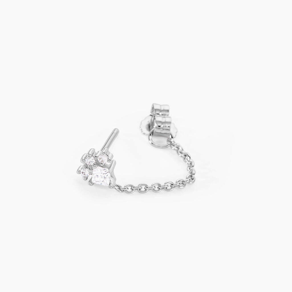 Boucles D'oreilles Puces Nimah Argent Blanc Oxyde De Zirconium - Boucles d'oreilles fantaisie Femme | Histoire d&rsquo;Or