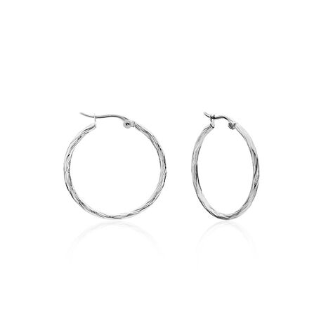Créoles Esaias Acier Blanc - Boucles d'oreilles créoles Femme | Histoire d’Or