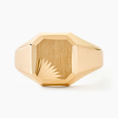 Chevalière Gregg Carree Diamantee Soleil Or Jaune