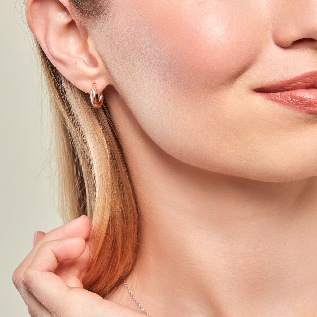 Créoles Maia Argent Rose - Boucles d'oreilles créoles Femme | Histoire d’Or