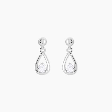 Boucles D'oreilles Puces Bethilda Argent Blanc Oxyde De Zirconium - Boucles d'oreilles fantaisie Femme | Histoire d&rsquo;Or