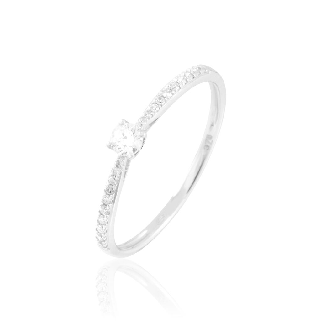 Bague Solitaire Laetitia Or Blanc Diamant - Bagues solitaires Femme | Histoire d’Or