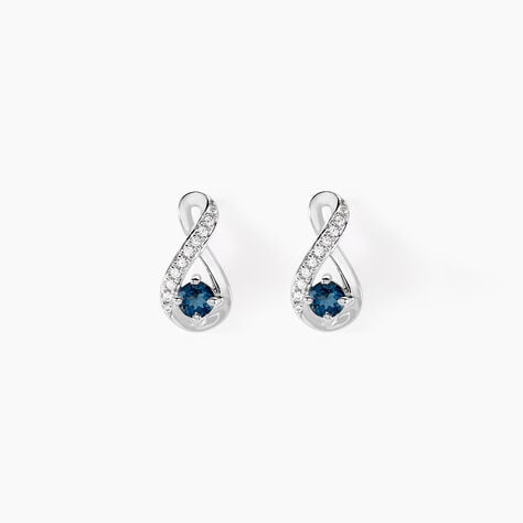 Boucles D'oreilles Puces Augusta Or Blanc Topaze Et Oxyde De Zirconium - Clous d'oreilles Femme | Histoire d&rsquo;Or