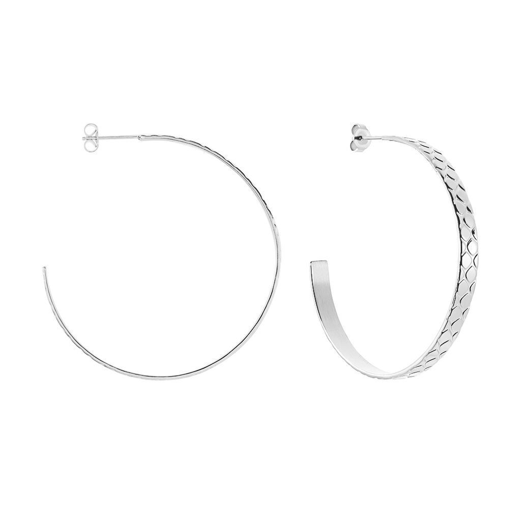 Cr&eacute;oles Abram Acier Blanc - Boucles d'oreilles cr&eacute;oles Femme | Histoire d&rsquo;Or