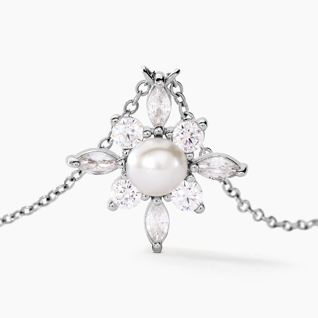 Collier Rhoda Argent Blanc Perle De Culture Oxyde De Zirconium - Colliers fantaisie Femme | Histoire d’Or