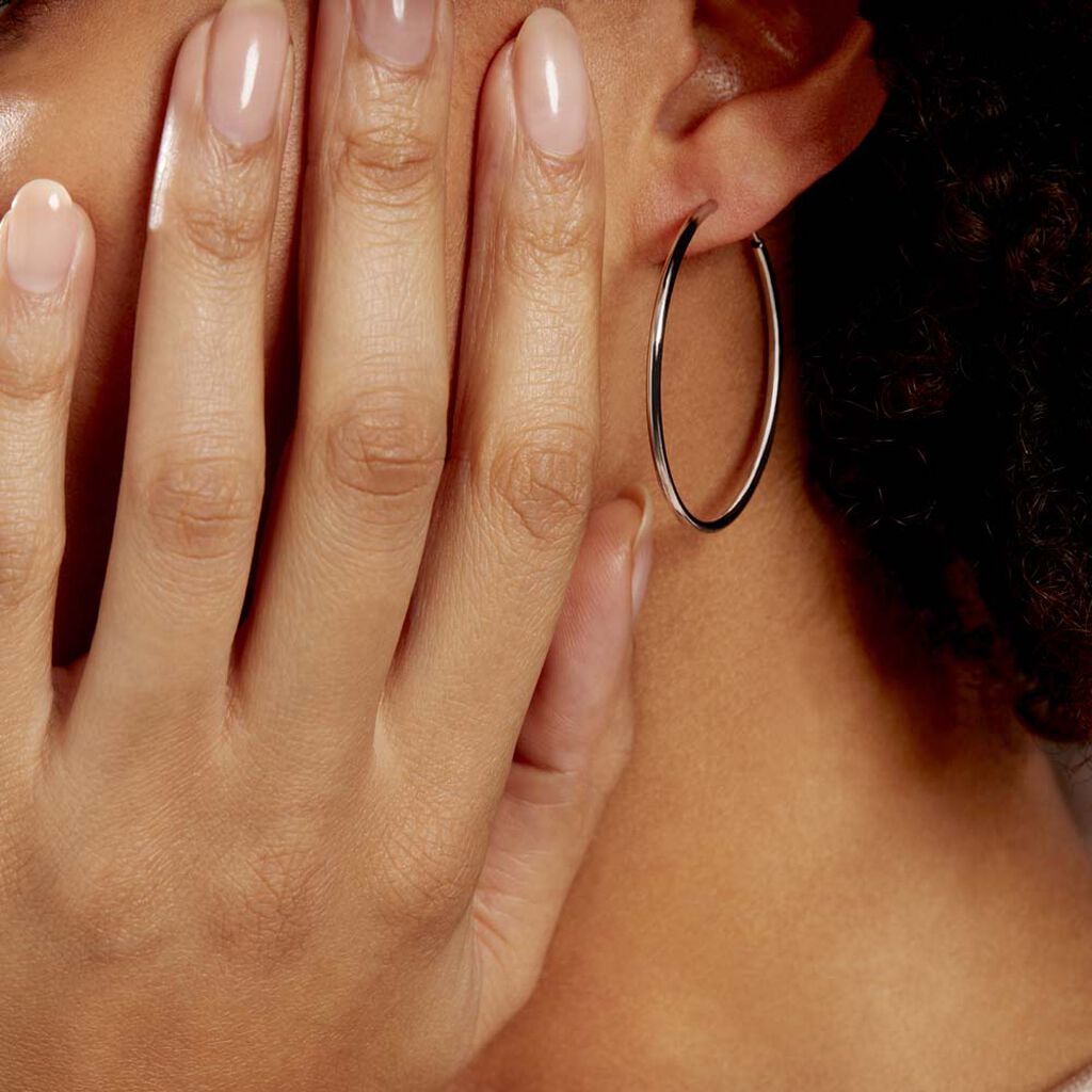 Créoles Argent Blanc Olympia - Boucles d'oreilles créoles Femme | Histoire d’Or