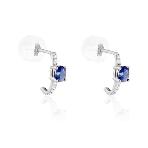 Demi Créoles Barrett Or Blanc Saphir Diamant - Boucles d'oreilles créoles Femme | Histoire d’Or