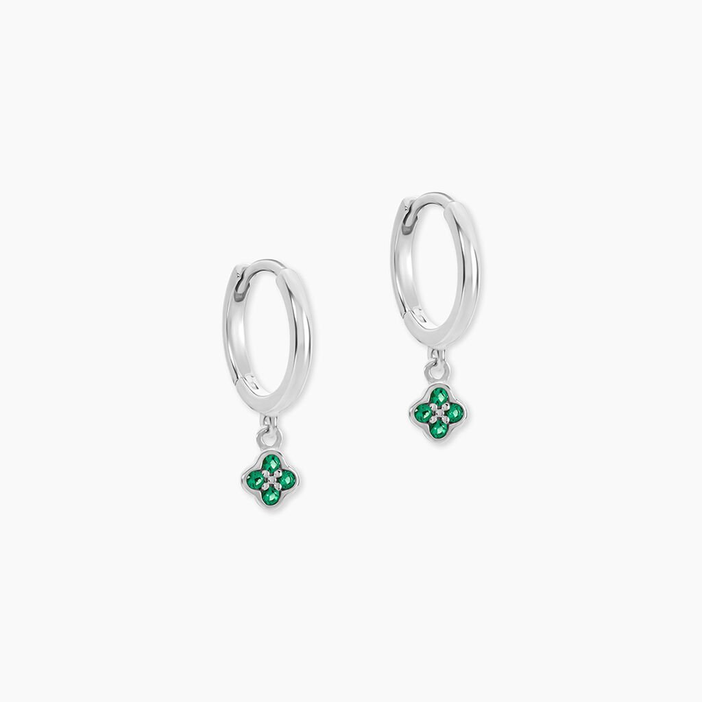 Créoles Clova Argent Blanc Pierre De Synthese - Boucles d'oreilles créoles Femme | Histoire d’Or