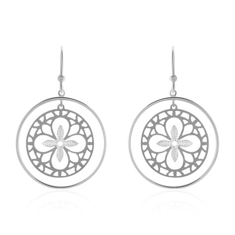 Boucles D'oreilles Puces Trefle Or Blanc - Boucles d'oreilles pendantes Femme | Histoire d’Or