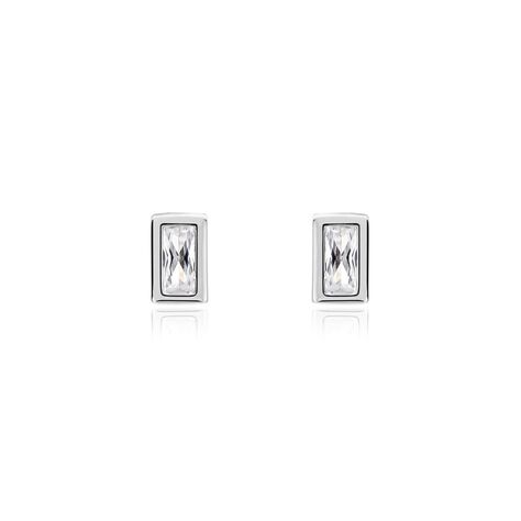 Boucles D'oreilles Puces Royale Argent Blanc Oxyde De Zirconium - Boucles d'oreilles fantaisie Femme | Histoire d’Or