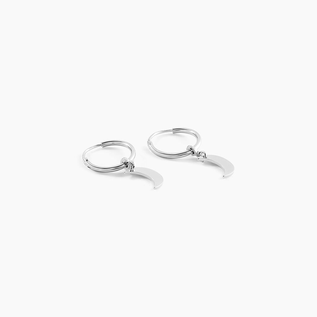 Créoles Elvyn Argent Blanc - Boucles d'oreilles créoles Femme | Histoire d’Or