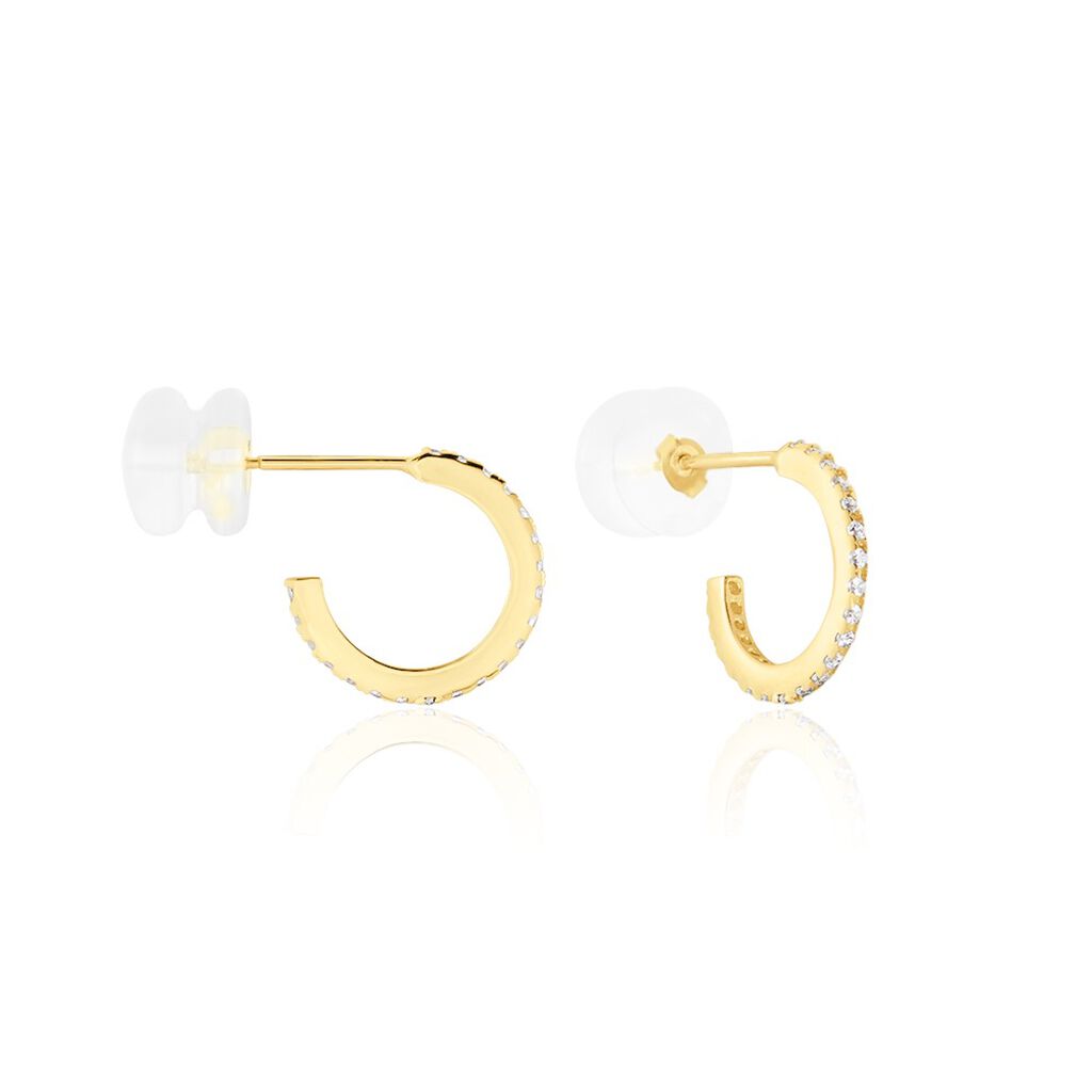 Cr&eacute;oles Or Jaune Brodie Oxyde De Zirconium - Boucles d'oreilles cr&eacute;oles Femme | Histoire d&rsquo;Or