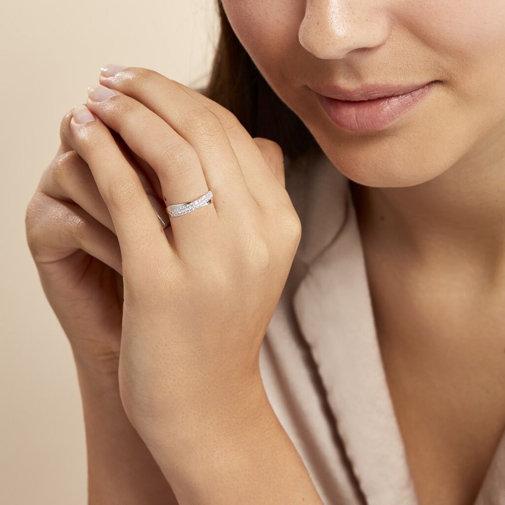 Bague Aglae Or Blanc Oxyde De Zirconium - Bagues avec pierre Femme | Histoire d’Or