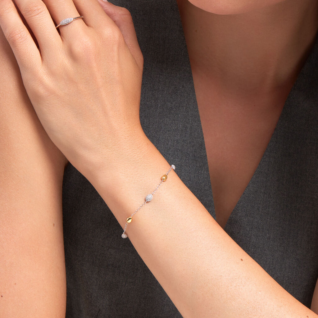 Bracelet Tiwa Argent Bicolore Oxyde De Zirconium - Bracelets Femme | Histoire d’Or