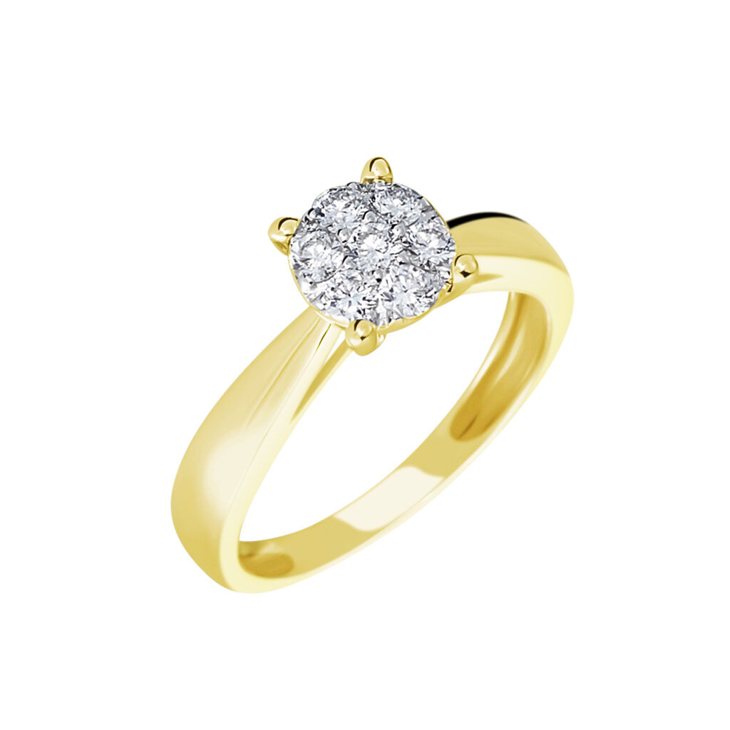 Bague Charl&egrave;ne Or Jaune Diamant Synthetique - Bagues avec pierre Femme | Histoire d&rsquo;Or