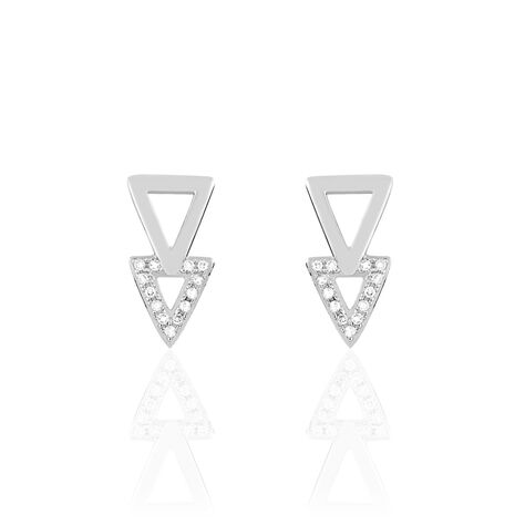 Boucles D'oreilles Puces Joy Or Blanc Diamant - Clous d'oreilles Femme | Histoire d’Or