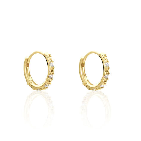 Créoles Plaqué Or Jaune Mimy Oxydes De Zirconium - Boucles d'oreilles créoles Femme | Histoire d’Or