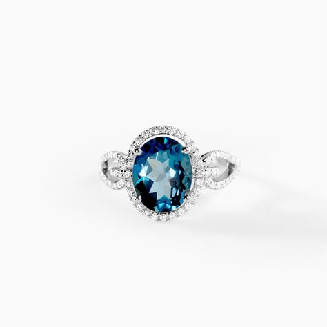 Bague Ayanna Or Blanc Topaze Et Oxyde De Zirconium - Bagues solitaires Femme | Histoire d&rsquo;Or