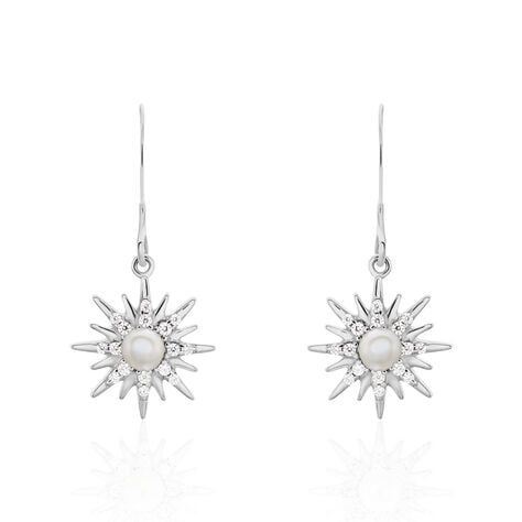 Boucles D'oreilles Pendantes Blanca Argent Blanc Perle De Culture - Boucles d'oreilles fantaisie Femme | Histoire d’Or