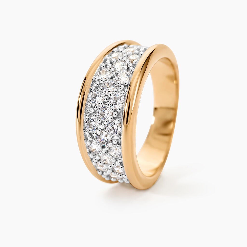 Bague Guerline Plaqu&eacute; Or Jaune Oxyde De Zirconium - Bagues avec pierre Femme | Histoire d&rsquo;Or
