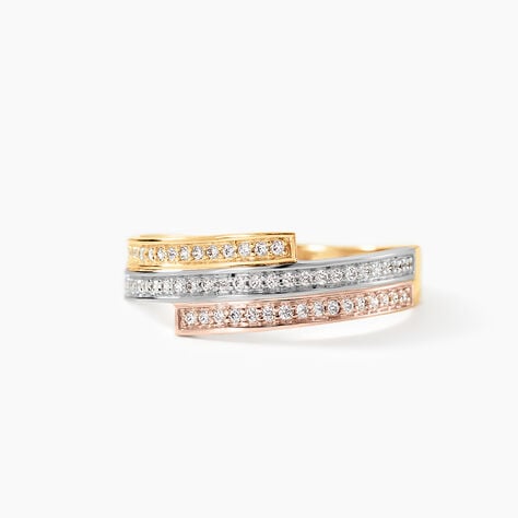 Bague Rama Or Tricolore Oxyde De Zirconium - Bagues avec pierre Femme | Histoire d&rsquo;Or