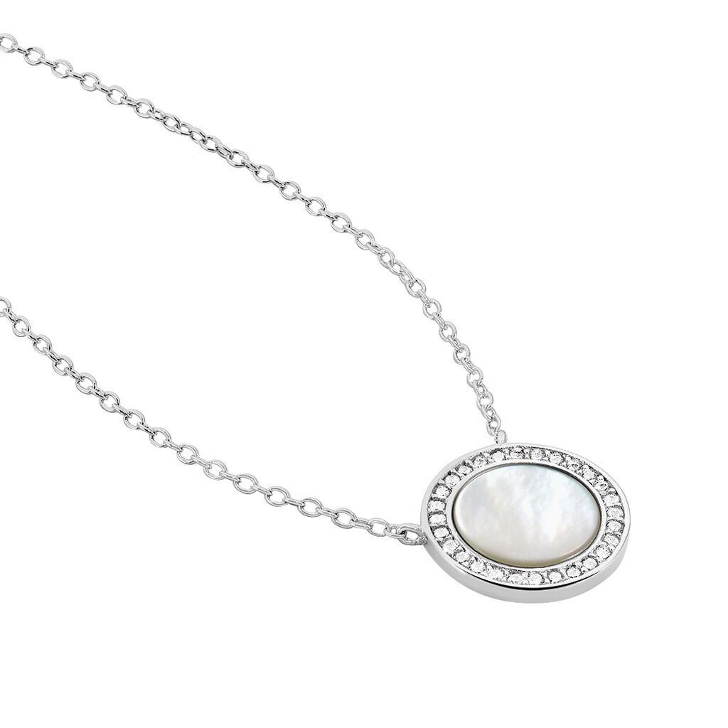 Collier Nawala Argent Blanc Oxyde De Zirconium Et Nacre - Colliers fantaisie Femme | Histoire d&rsquo;Or