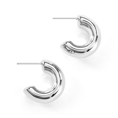 Cr&eacute;oles Riga Acier Blanc Sans Pierre - Boucles d'oreilles cr&eacute;oles Femme | Histoire d&rsquo;Or