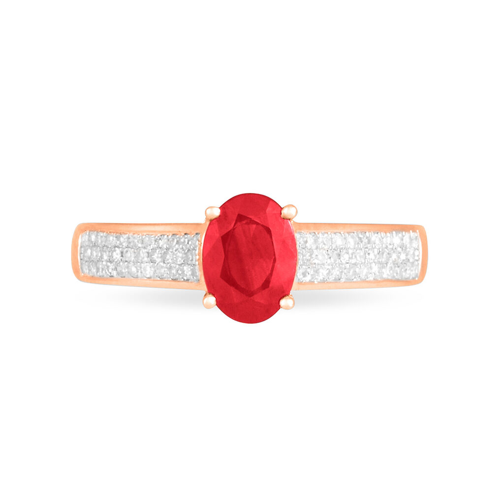 Bague Crista Or Rose Rubis Et Diamant - Bagues solitaires Femme | Histoire d’Or
