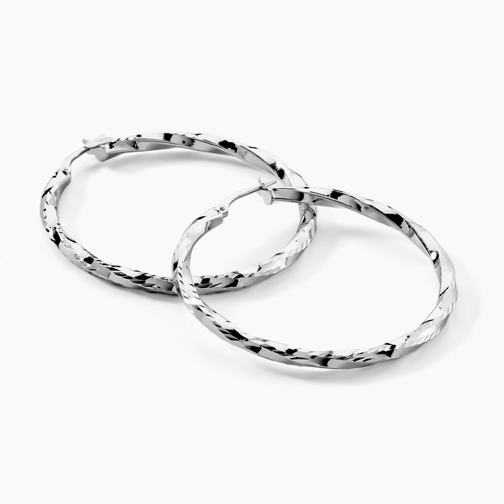 Cr&eacute;oles Argent Blanc Diane - Boucles d'oreilles cr&eacute;oles Femme | Histoire d&rsquo;Or