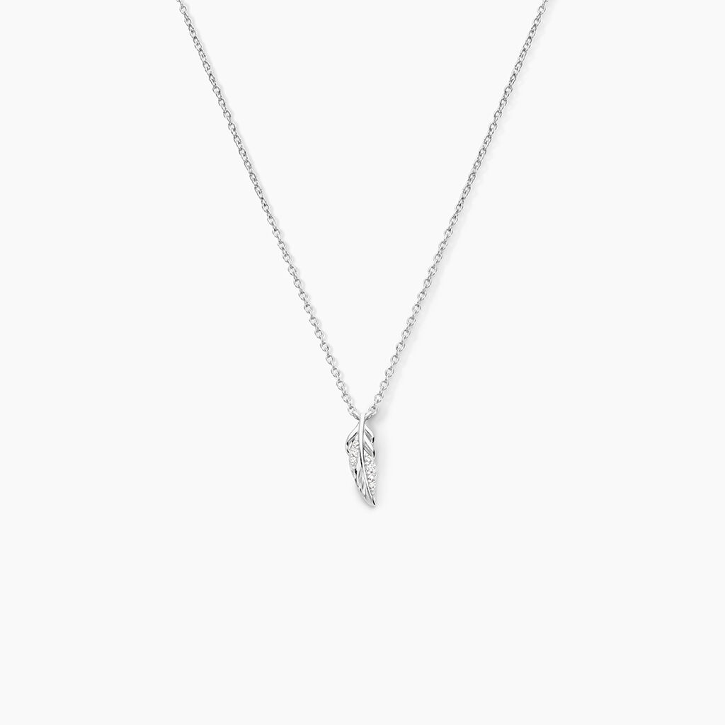 Collier Feath Argent Blanc Oxyde De Zirconium - Colliers fantaisie Femme | Histoire d&rsquo;Or