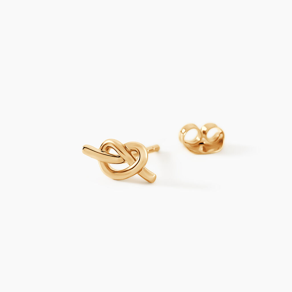 Boucles D'Oreilles Puces Bretzel Plaqu&eacute; Or Jaune - Boucles d'oreilles fantaisie Femme | Histoire d&rsquo;Or