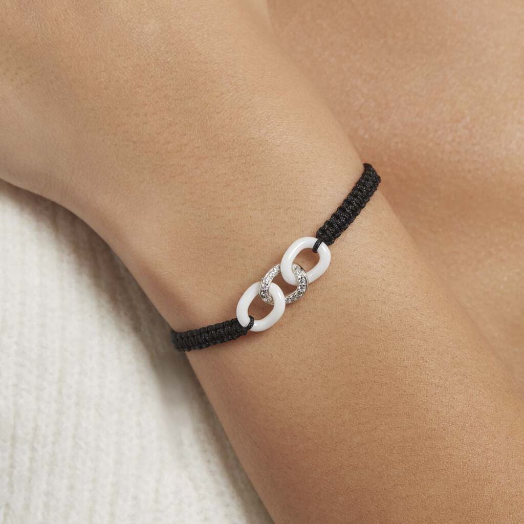Bracelet Link Argent Blanc Oxyde De Zirconium Et Céramique - Bracelets cordon Femme | Histoire d’Or