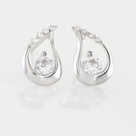 Boucles D'oreilles Puces Helie Goutte Or Blanc Oxyde De Zirconium - Clous d'oreilles Femme | Histoire d&rsquo;Or