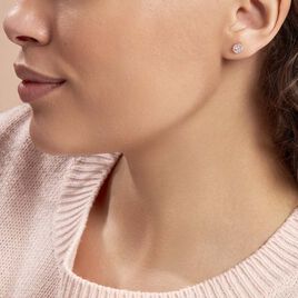 Boucles D'oreilles Puces Auxana Argent Rose Oxyde De Zirconium - Boucles d'oreilles fantaisie Femme | Histoire d’Or