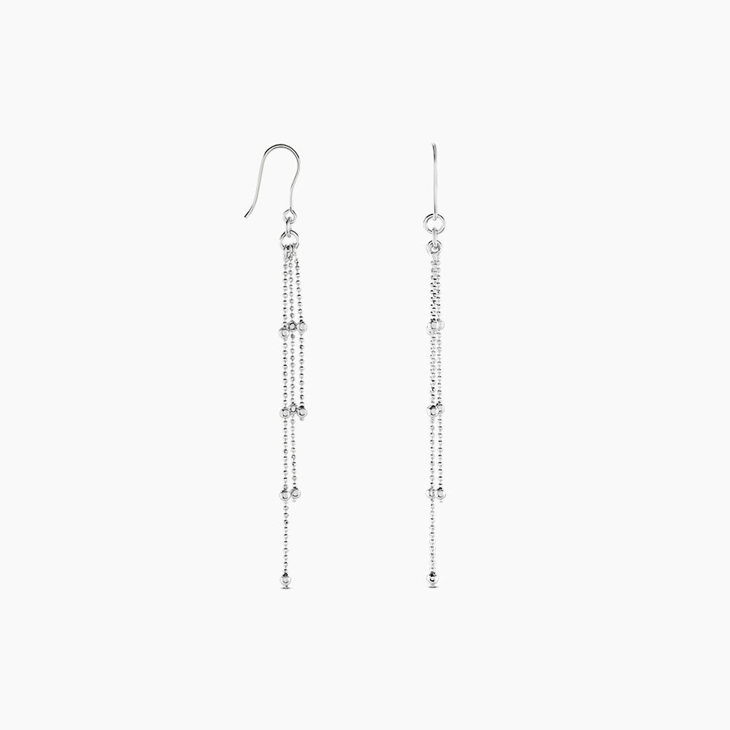 Boucles D'oreilles Pendantes Laïa Argent Blanc - Boucles d'oreilles fantaisie Femme | Histoire d’Or