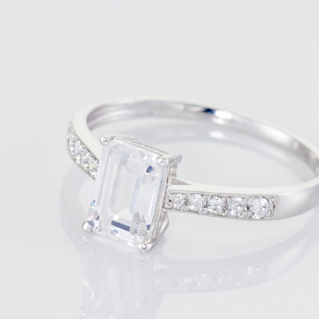 Bague Or Blanc Gesacus Oxyde De Zirconium - Bagues solitaires Femme | Histoire d’Or