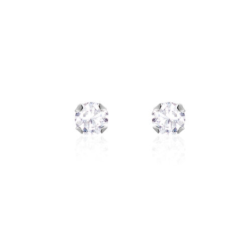 Boucles D'oreilles Puces Eddie Or Blanc Oxyde De Zirconium - Clous d'oreilles Femme | Histoire d’Or