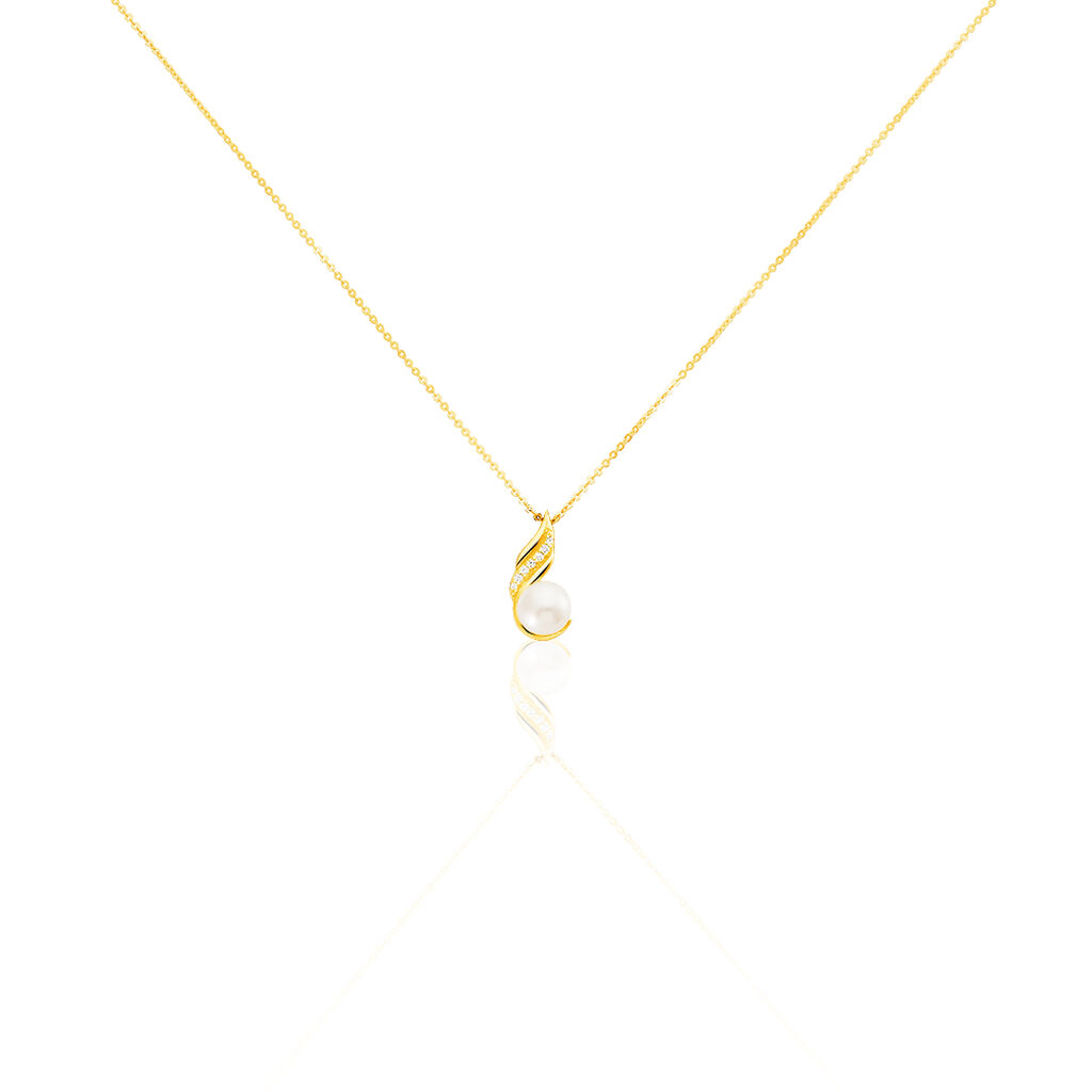 Collier Leta Or Jaune Perle De Culture Et Oxyde De Zirconium - Colliers Femme | Histoire d’Or