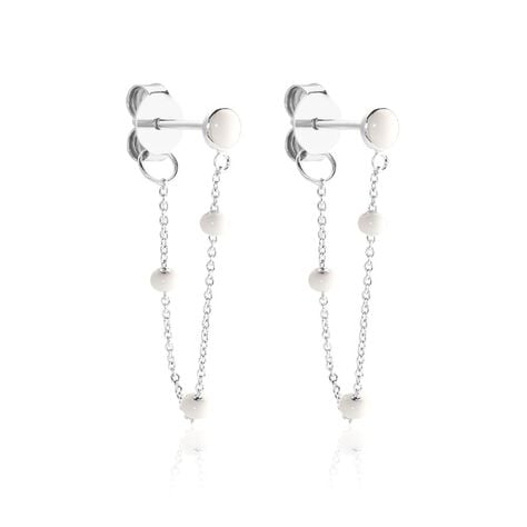 Boucles D'oreilles Pendantes Polka Argent Blanc - Boucles d'oreilles fantaisie Femme | Histoire d&rsquo;Or