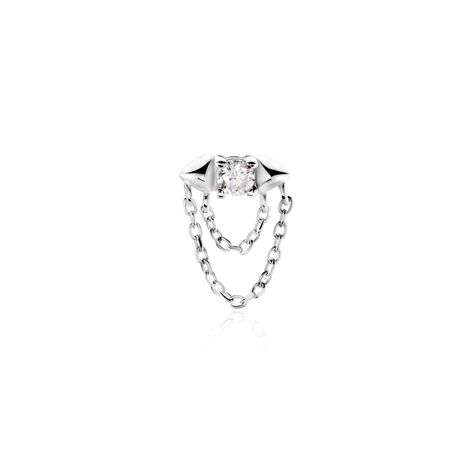 Boucle D'oreille Puce Unitaire Duane Argent Blanc Oxyde De Zirconium - Boucles d'oreilles fantaisie Femme | Histoire d’Or