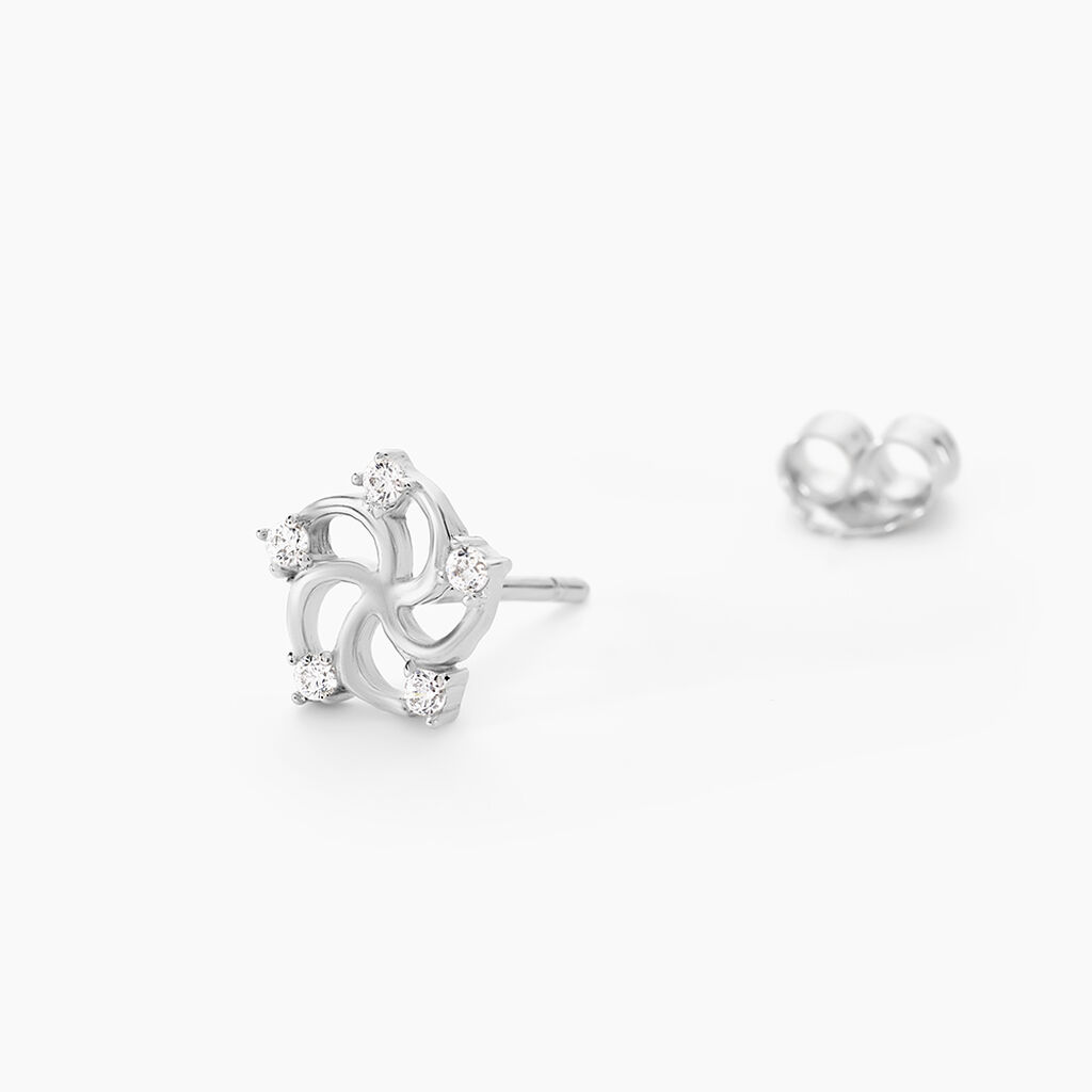 Boucles D'oreilles Puces Clarance Argent Blanc Oxyde De Zirconium - Nouveautés Femme | Histoire d’Or