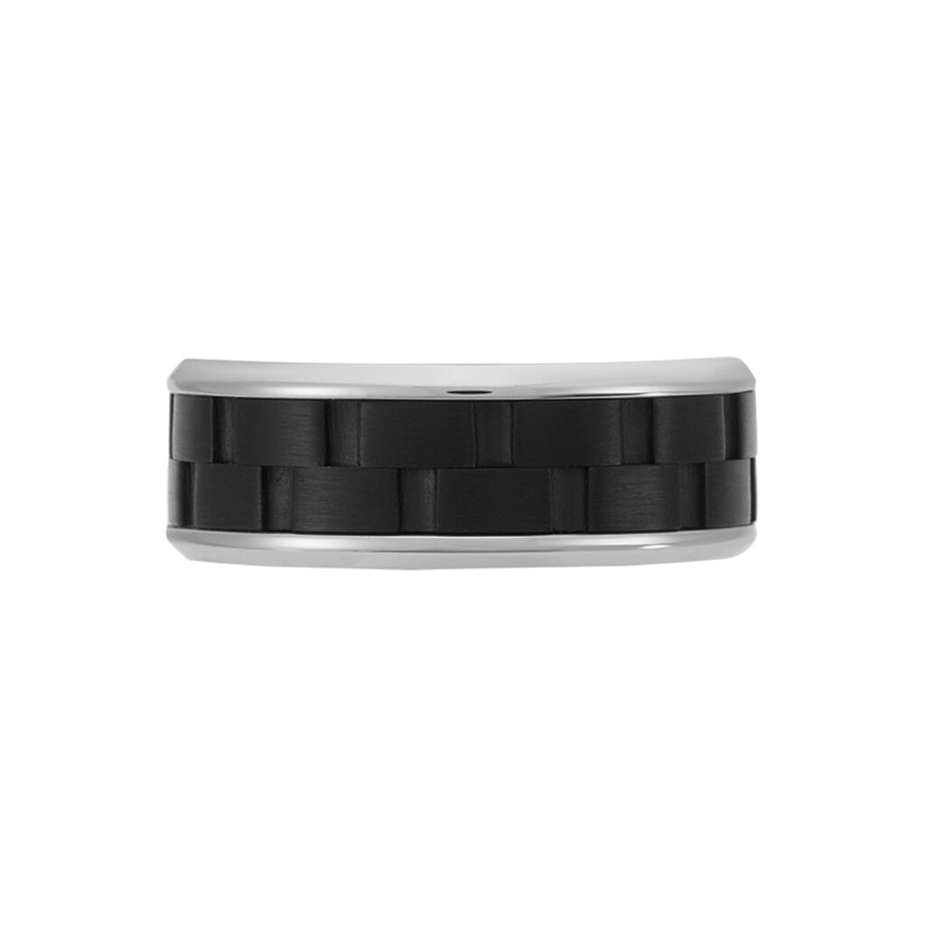 Bague Jourdan Oahu Acier Blanc Et Noir - Bagues fantaisie Homme | Histoire d’Or