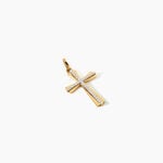 Pendentif Crocetta Argent Dor&eacute; A L'Or 750/1000 Oxyde De Zirconium - Pendentifs Communion  | Histoire d&rsquo;Or