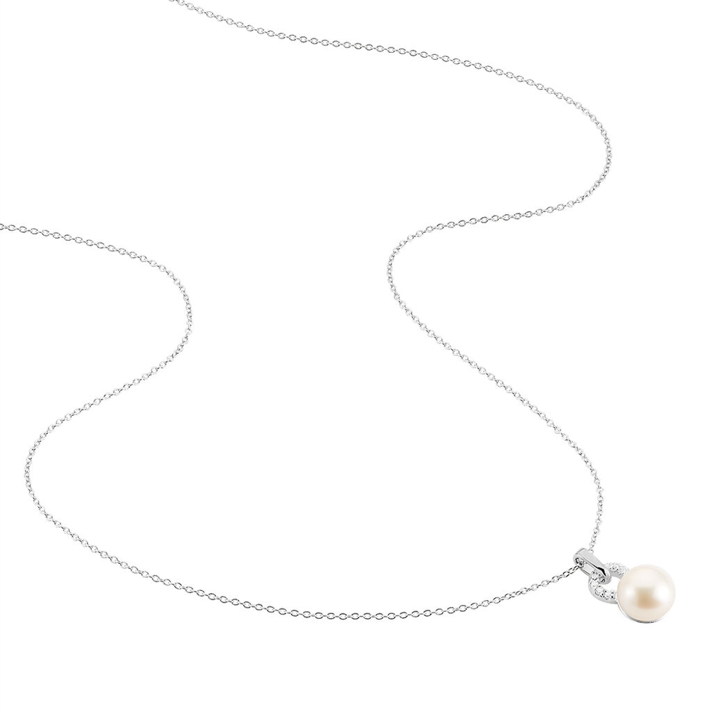 Collier Lilio Argent Blanc Perle De Culture Et Oxyde De Zirconium - Colliers fantaisie Femme | Histoire d&rsquo;Or
